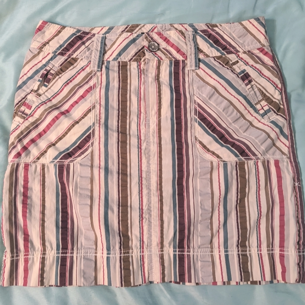 Vintage Y2K Eddie Bower multi color stripe 4 pocket skirt sz 8